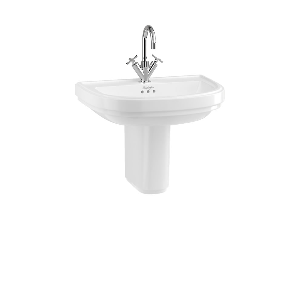 Riviera 65cm D shape Basin 1TH & semi pedestal